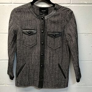 Isabel Marant Leather Trimmed Tweed Jacket Size 42
